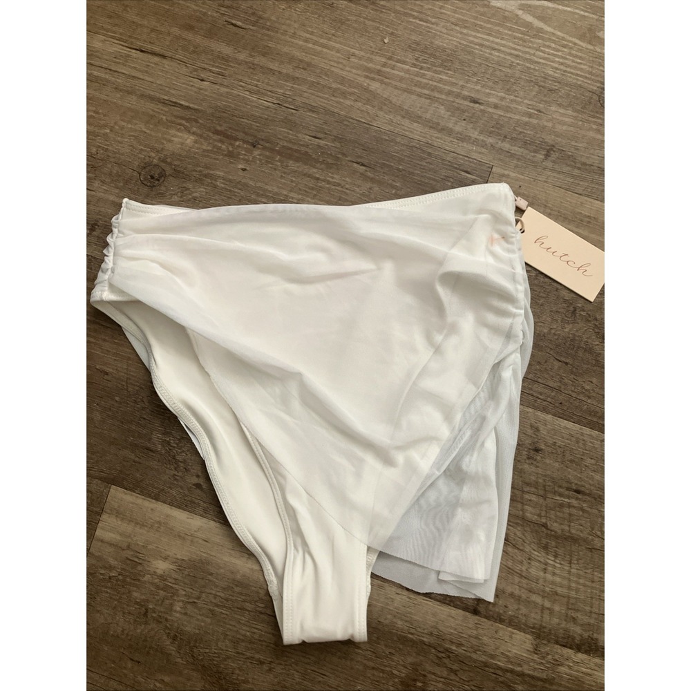 NWT Hutch High Waisted Sheer Skirt Bikini Bottom - Medium Cream Beige